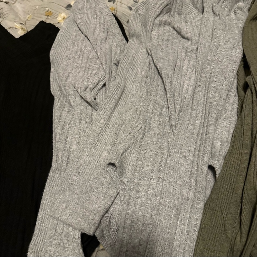 NEW Gray ribbed body suit long sleeve LARGE XX-Large - Picture 8 of 15